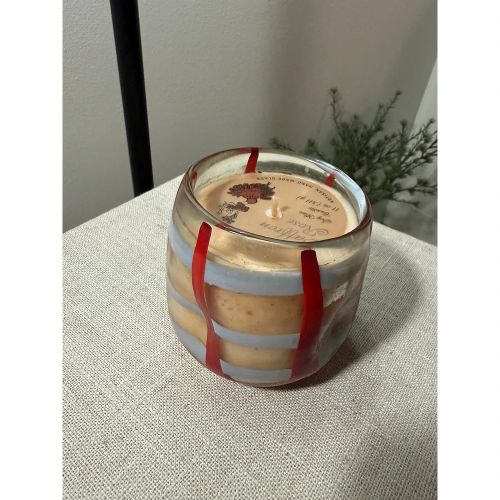 Paddywax Candle Saffron Rose‎ 11oz Swirl Glass Jar midcentury artisanal glass lg